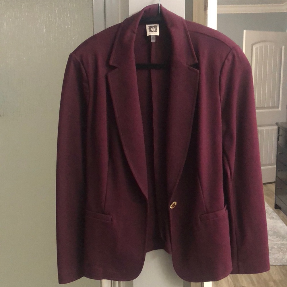 Burgundy Anne Klein Blazer Jacket